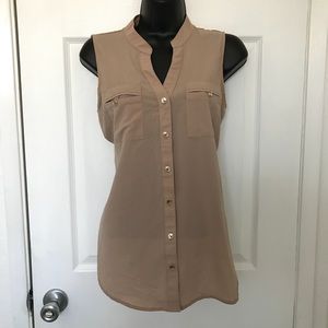 Tan button up tanks w/gold buttons